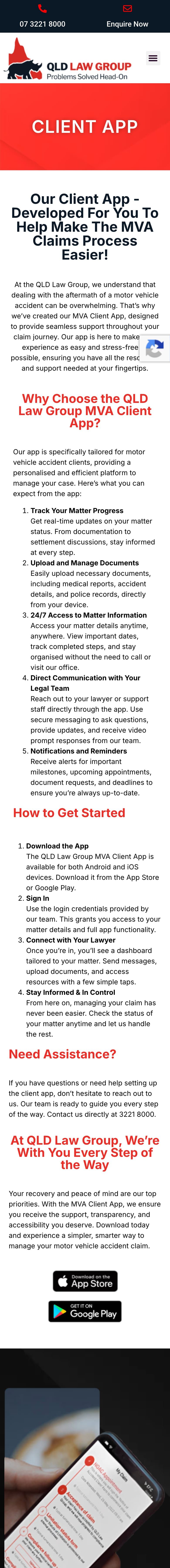 Full-page capture of QLD Law Group's live site on a phone