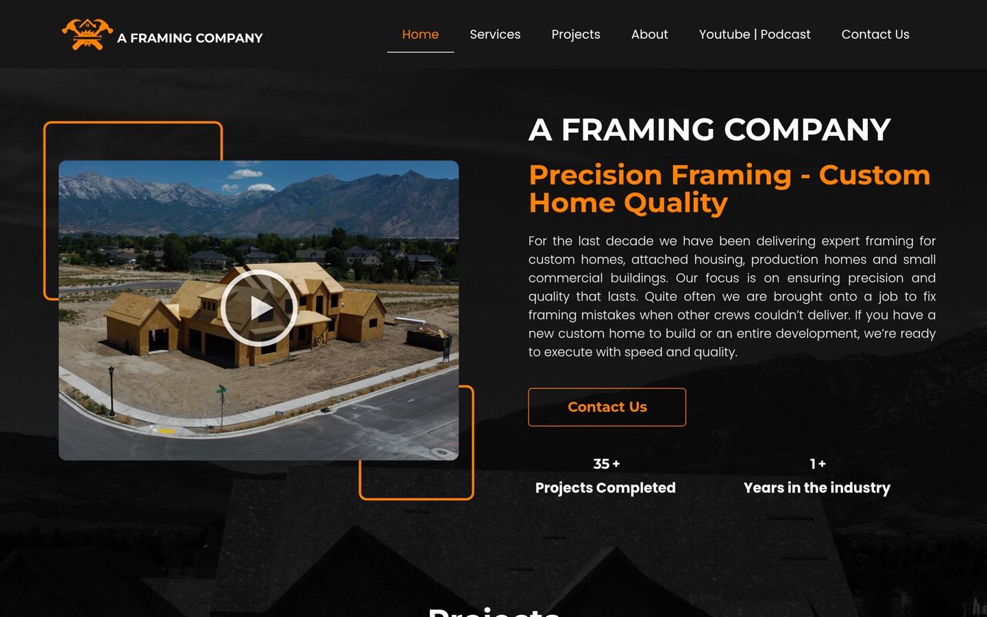 Homepage of A Framing Company’s website, designed and built by Fazed Digital