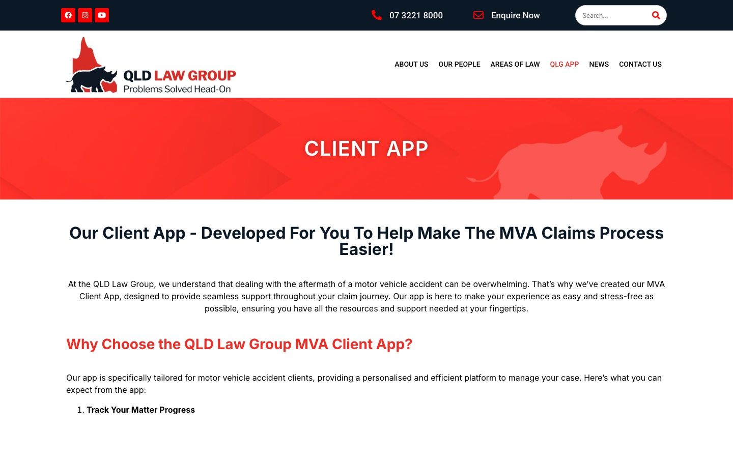 Homepage of QLD Law Group’s website, designed and built by Fazed Digital